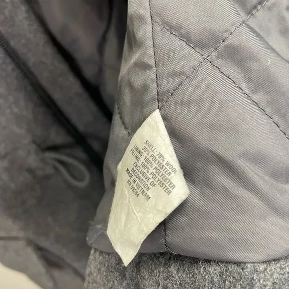 Girl's Children's Place Grey Hooded Duffle Winter Coat wool blend. Toggle jacket - Picture 10 of 16